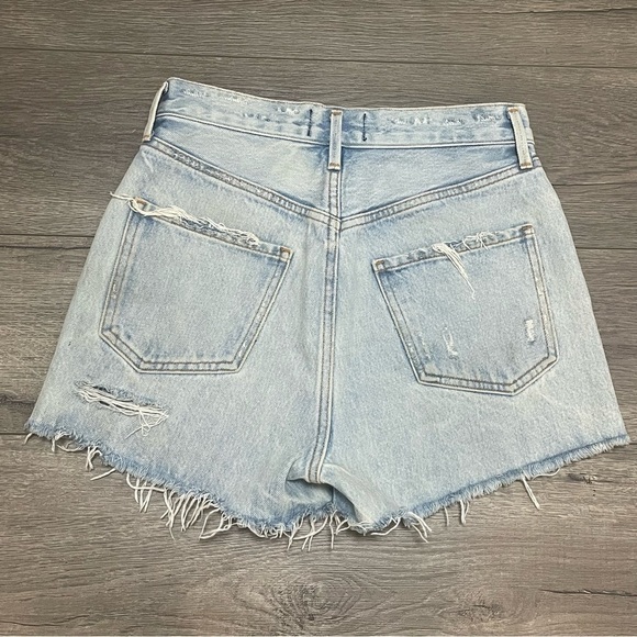 Agolde Shorts Womens Jaden Blue Denim High Rise Distressed Grunge Cut Off sz 24 - Picture 3 of 9